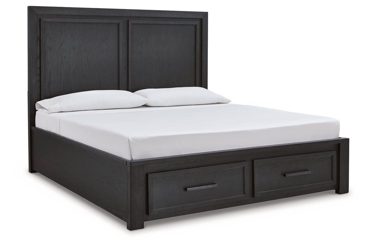 Foyland Black And Brown King Panel Storage Bed B989B4