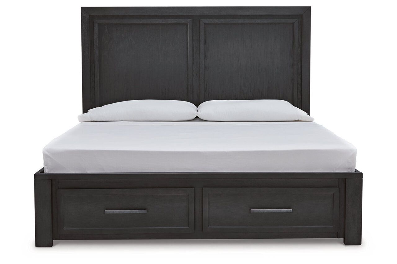 Foyland Black And Brown King Panel Storage Bed B989B4