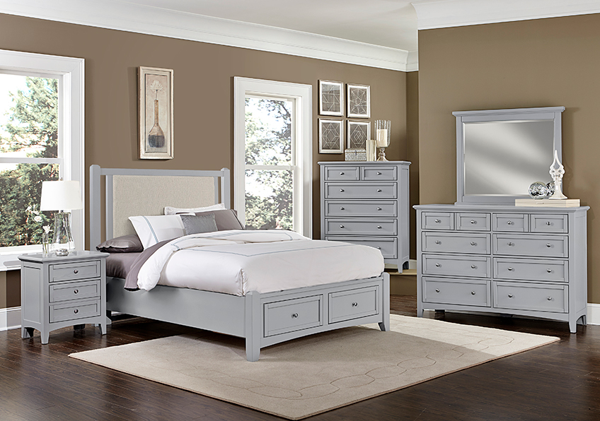 Bonanza Upholstered Storage Bed - Grey in Queen - BB26-551-054-050B-502-555 BB26551054050B502555