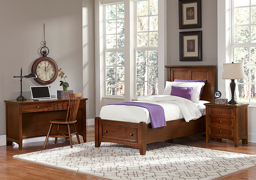 Bonanza Twin Mansion Storage Bed - Cherry Finish in Twin - BB28-338-033B-302-333 BB28338033B302333