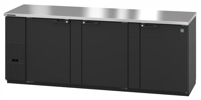 Refrigerator, Three Section, Black Vinyl Back Bar Back Bar, Solid DoorsTitle BB95