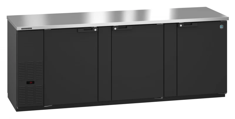 Refrigerator, Three Section, Black Vinyl Back Bar Back Bar, Solid DoorsTitle BB95