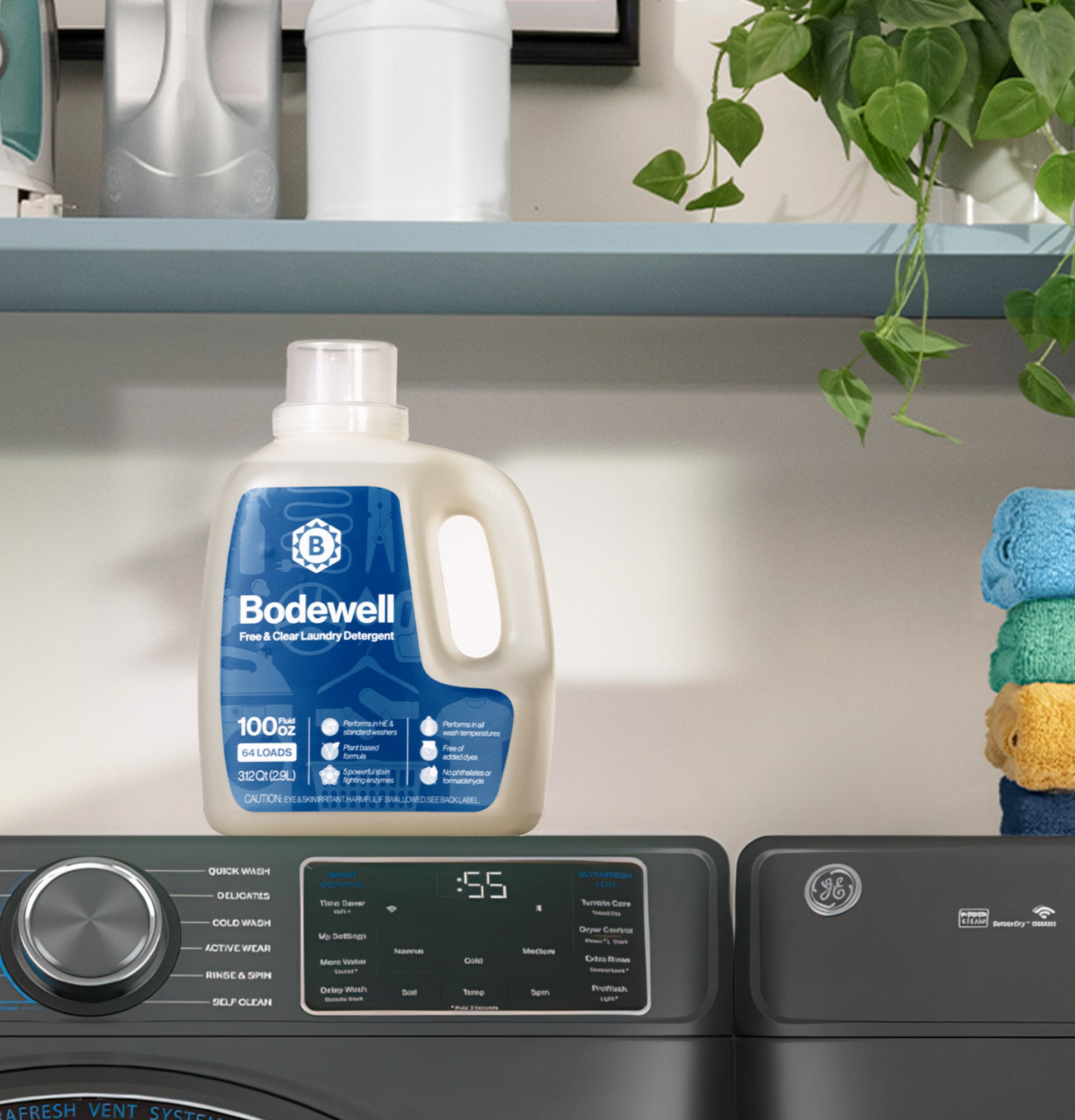 Bodewell Free & Clear Liquid Laundry Detergent, 100 oz- 64 Loads BCDH100BLNUA, product image 3 of 4