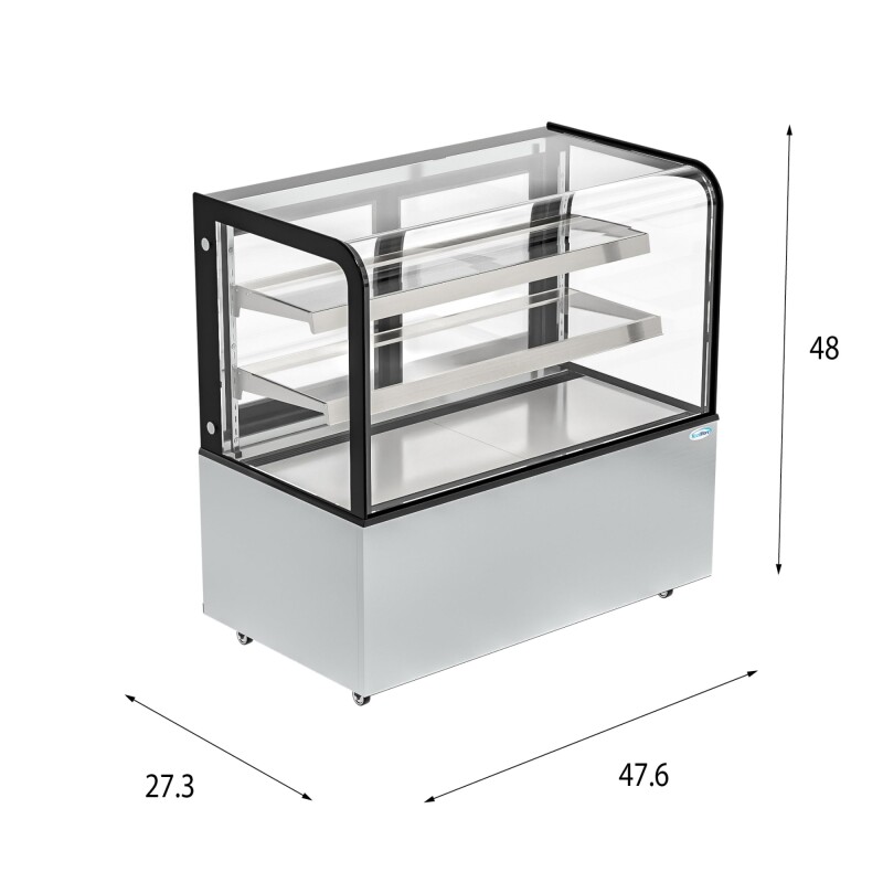 47 in. Dry Bakery Display Case with Front Curved Glass Protection, 14 cu ft BDC13C, product image 9 of 12