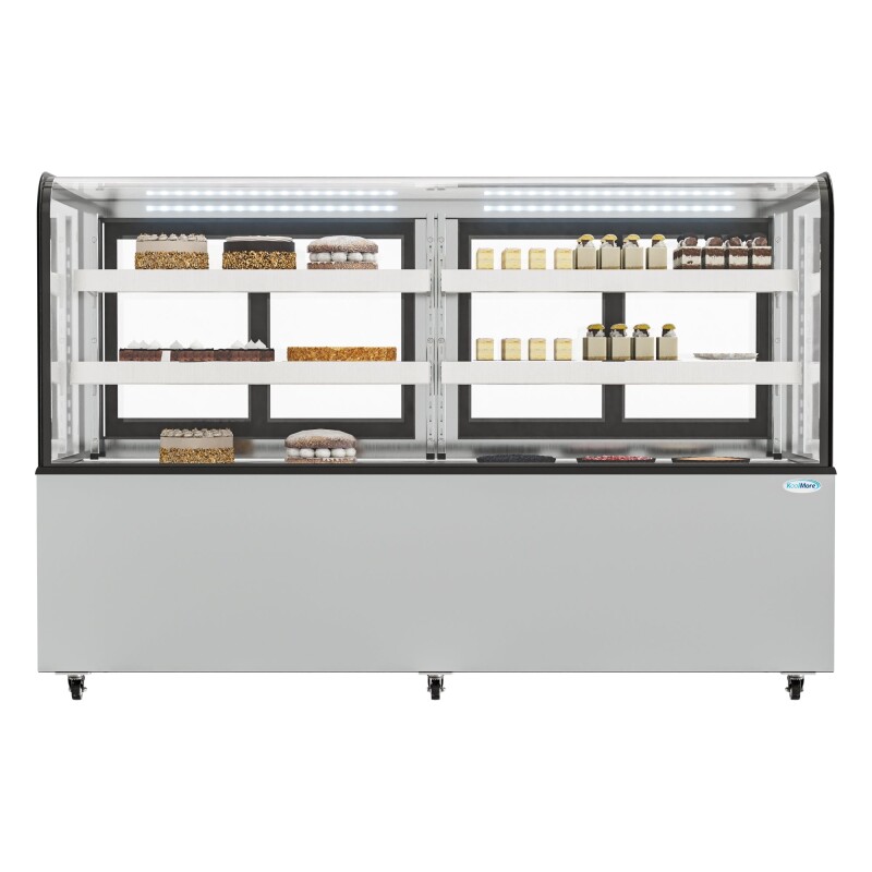 71 in. Dry Bakery Display Case with Front Curved Glass Protection, 20 cu ft BDC20C
