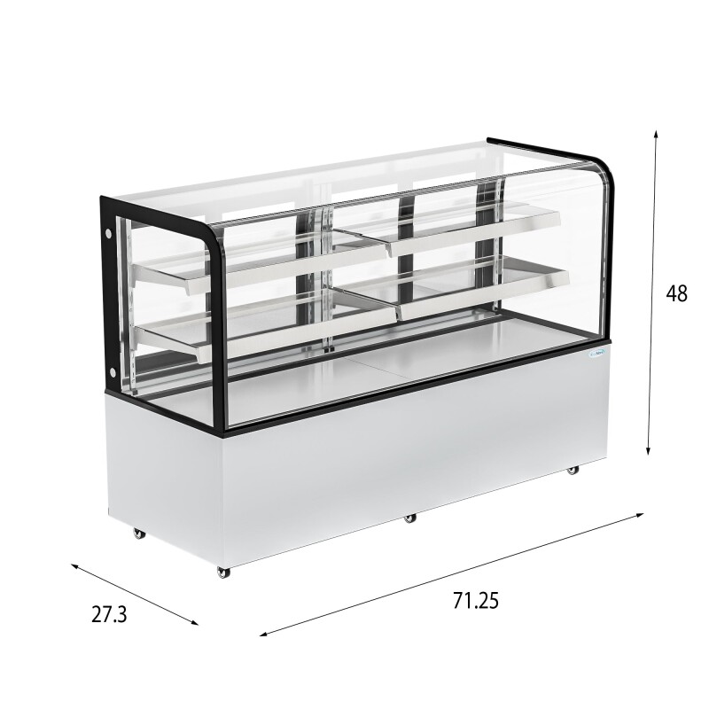 71 in. Dry Bakery Display Case with Front Curved Glass Protection, 20 cu ft BDC20C, product image 9 of 12