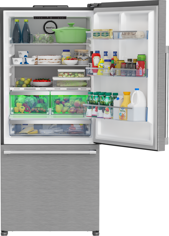 30" Bottom Freezer Refrigerator with HarvestFresh view 3