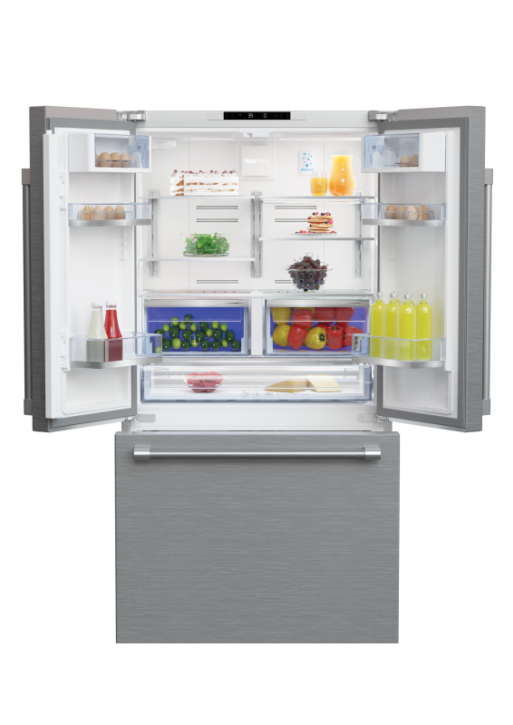 36" French Three-Door Stainless Steel Refrigerator with auto Ice Maker, Water Dispenser BFFD3624SS