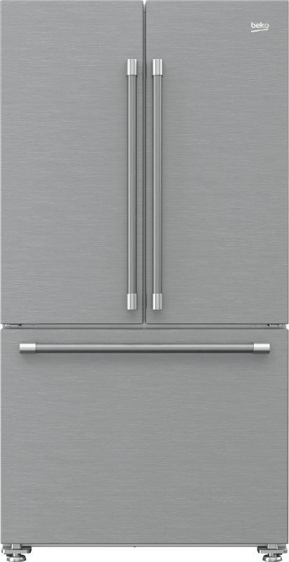 36" French Three-Door Stainless Steel Refrigerator with Auto Ice Maker, Water Dispenser BFFD3624XSS