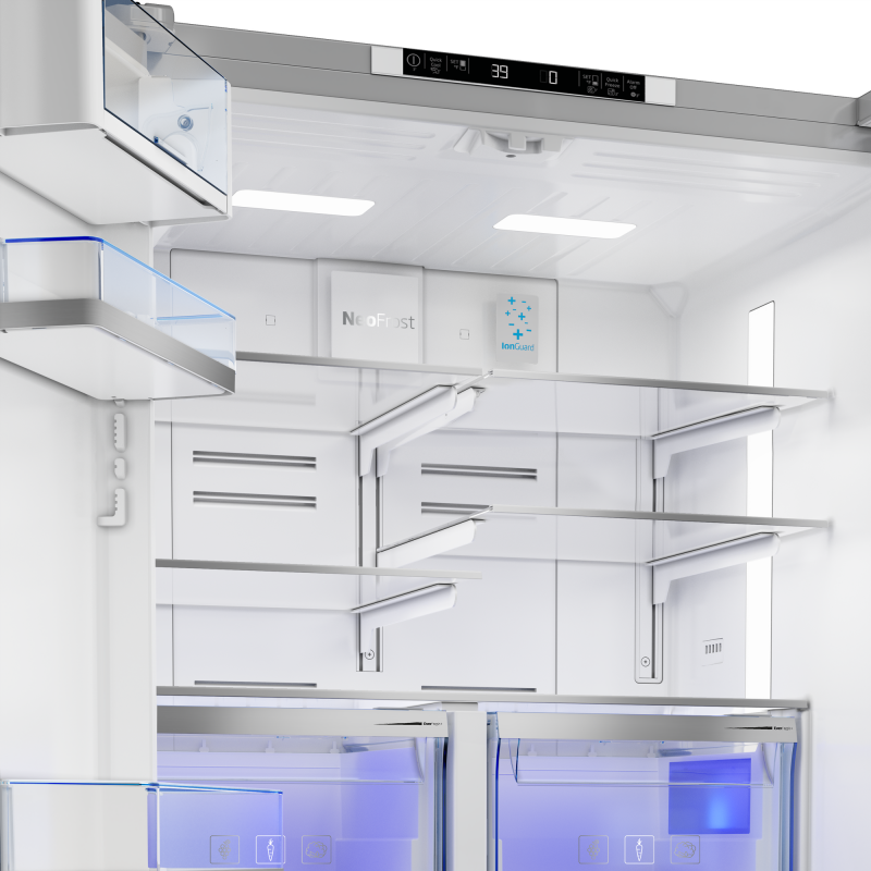 36" French Three-Door Stainless Steel Refrigerator with Auto Ice Maker, Water Dispenser BFFD3624XSS