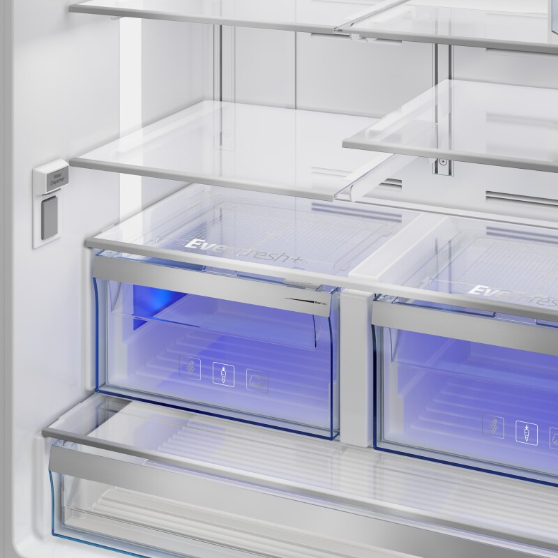 36" French Three-Door Stainless Steel Refrigerator with Auto Ice Maker, Water Dispenser BFFD3624XSS