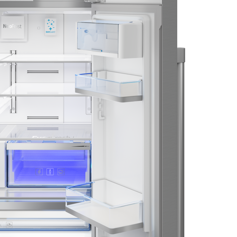 36" French Three-Door Stainless Steel Refrigerator with Auto Ice Maker, Water Dispenser BFFD3624XSS