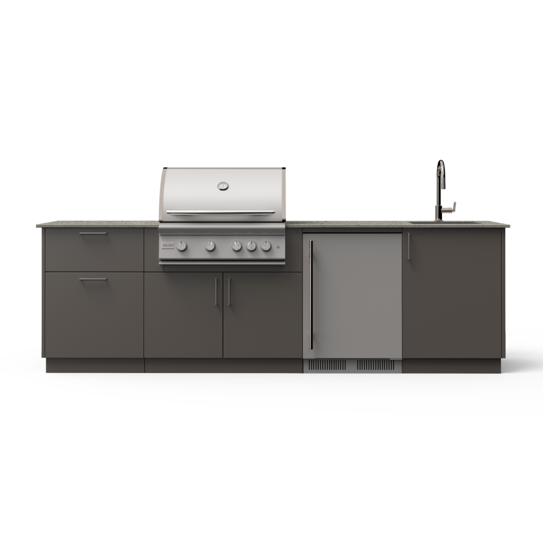 Golden Hour 10-Ft Outdoor Kitchen Island w/ 32-Inch Premium LTE+ BGLDH32BRZAERISLP