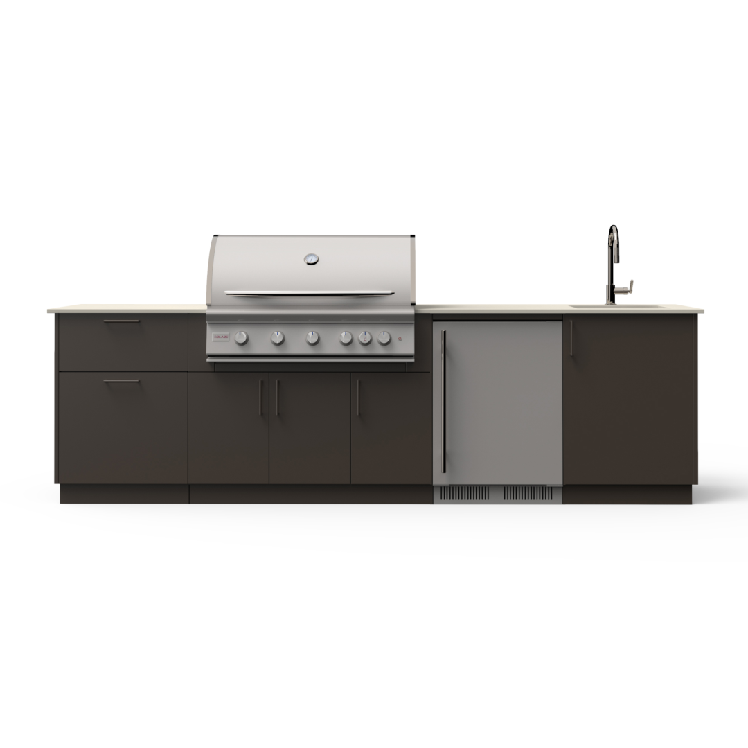 Golden Hour 10-Ft Outdoor Kitchen Island w/ 40-Inch Premium LTE+ BGLDH40BRZKEONNG