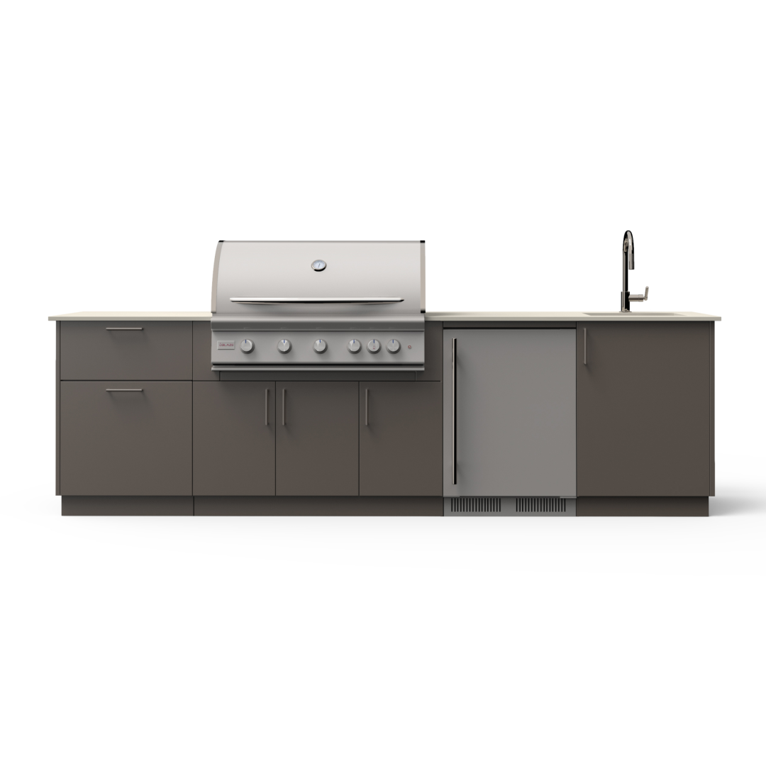 Golden Hour 10-Ft Outdoor Kitchen Island w/ 40-Inch Premium LTE+ BGLDH40GUNAERISLP