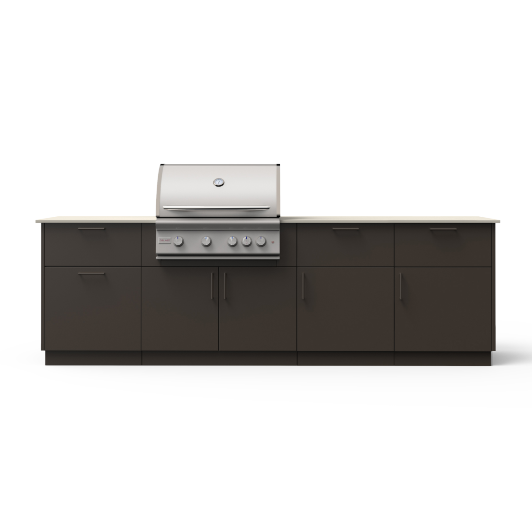 High Noon 10-Ft Outdoor Kitchen Island w/ 32-Inch Premium LTE+ BHINO32GUNKEONLP