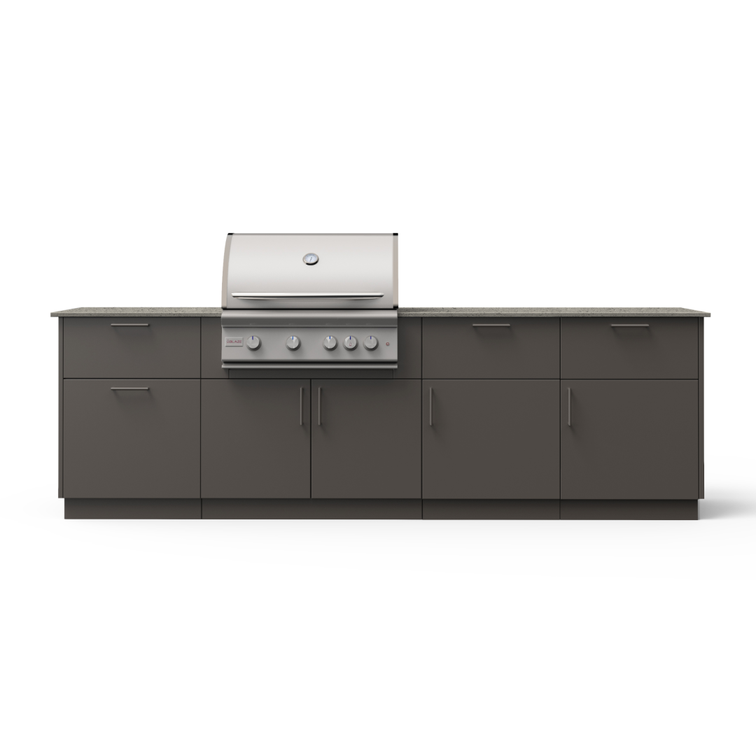High Noon 10-Ft Outdoor Kitchen Island w/ 32-Inch Marine Grade Premium LTE+ BHINO32GUNKEONNGMG