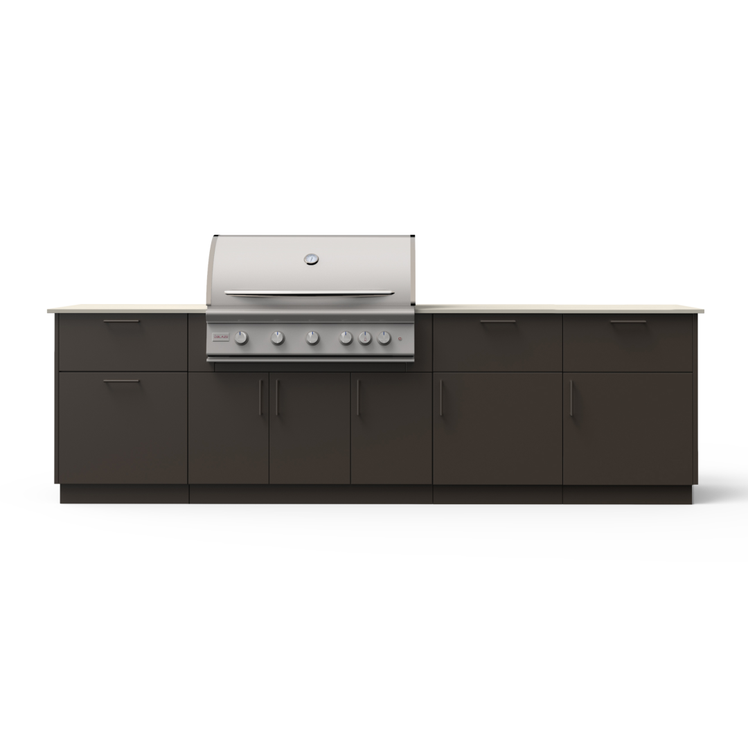 High Noon 10-Ft Outdoor Kitchen Island w/ 40-Inch Premium LTE+ BHINO40BRZAERISNG