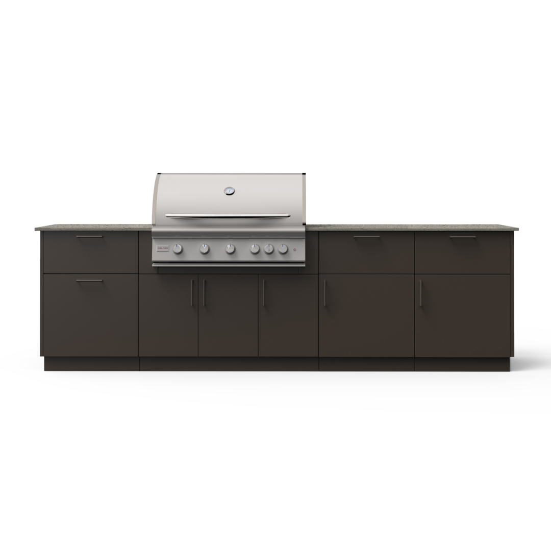High Noon 10-Ft Outdoor Kitchen Island w/ 40-Inch Premium LTE+ BHINO40GUNKEONLP