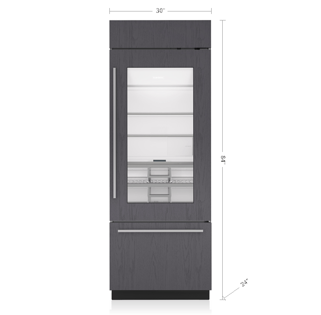 30" Classic Over-and-Under Refrigerator/Freezer with Glass Door - Panel Ready - Left Hinge BI30UGOLH