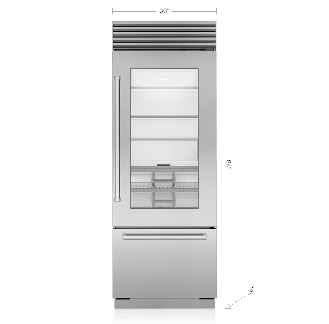 30" Classic Over-and-Under Refrigerator/Freezer with Glass Door BI30UGS
