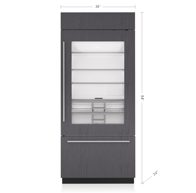36" Classic Over-and-Under Refrigerator/Freezer with Glass Door - Panel Ready BI36UAOLH