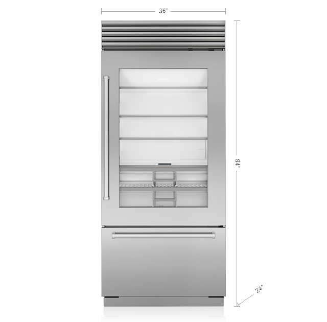 36" Classic Over-and-Under Refrigerator/Freezer with Glass Door BI36UGS
