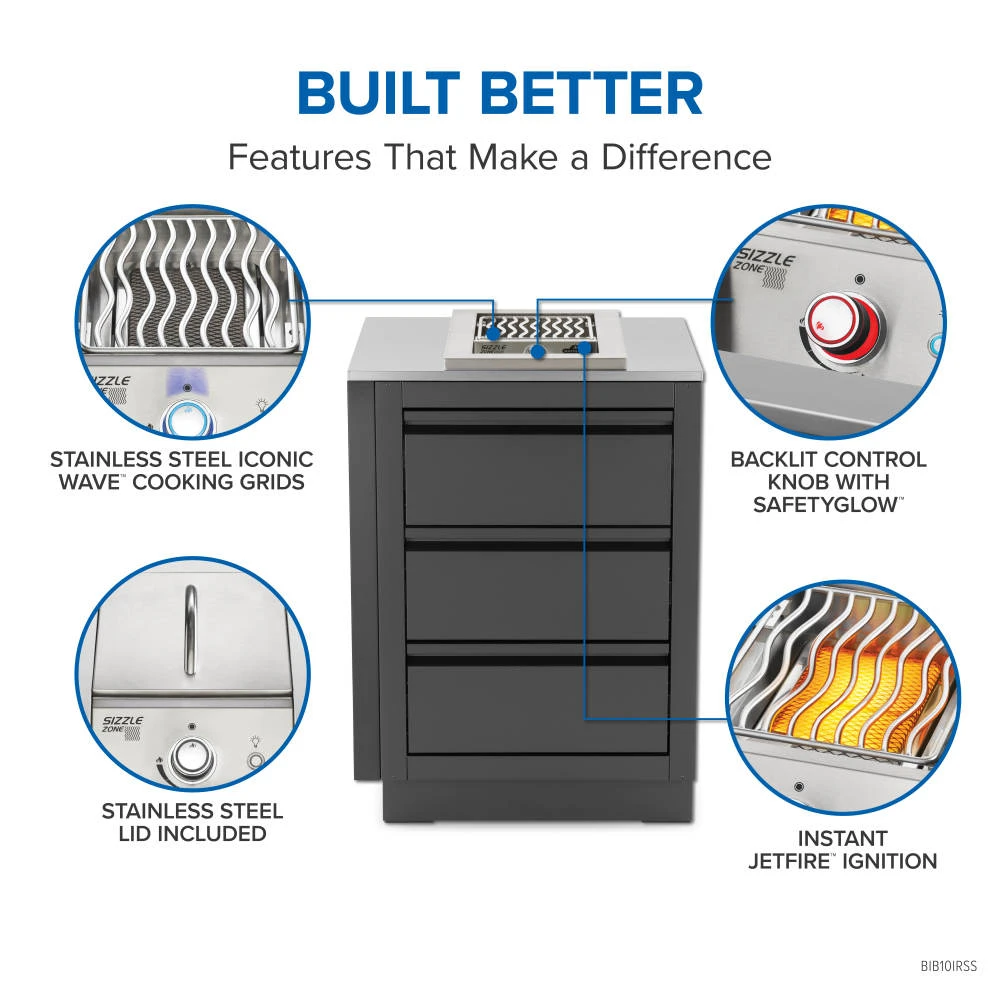 Built-in 700 Series Single Infrared Burner with Stainless Steel Cover BIB10IRNSS