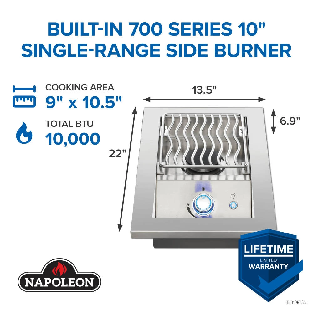Built-in 700 Series Single Range Top Burner with Stainless Steel Cover BIB10RTPSS