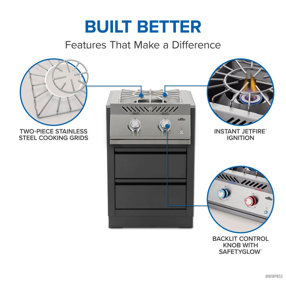 Built-in 700 Series Power Burner with Stainless Steel Cover BIB18PBNSS
