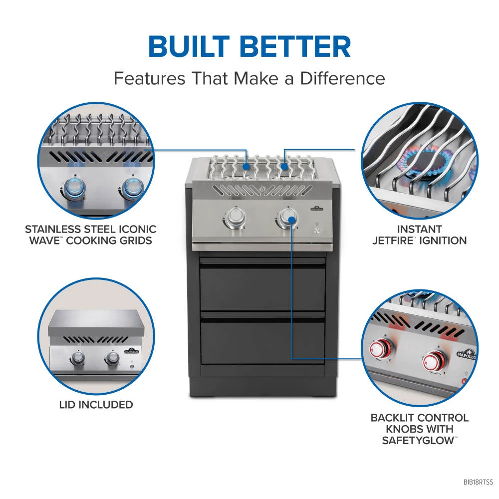 Built-in 700 Series Dual Range Top Burner with Stainless Steel Cover BIB18RTNSS
