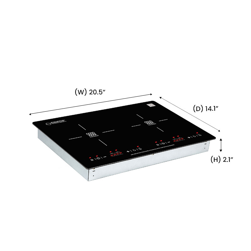 20 inch HORIZONTAL 2-BURNER Induction Cooktop 9 Power Builtin - Freestand 110V BIC202, product image 4 of 12