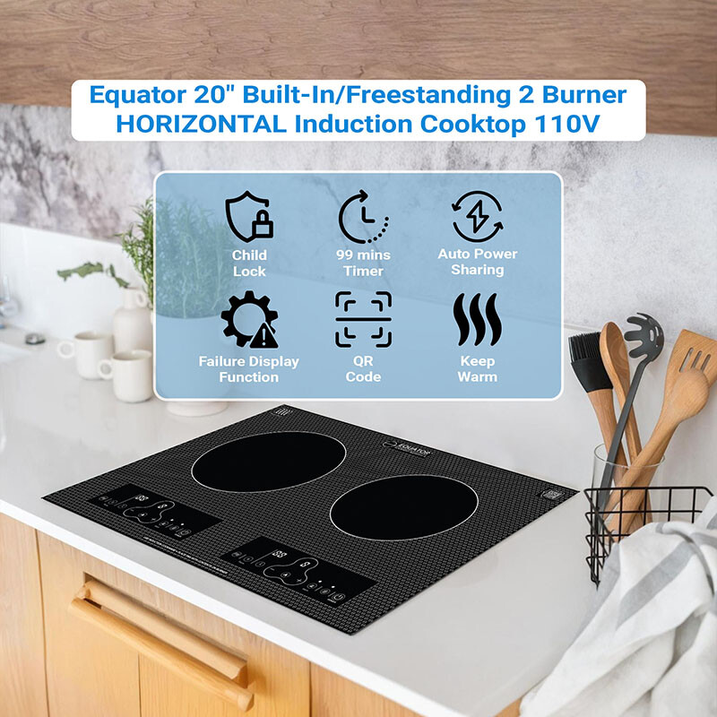 20inch Built-In/Freestanding 2 Burner HORIZONTAL Induction Cooktop 110V BIC202CCED, product image 12 of 19