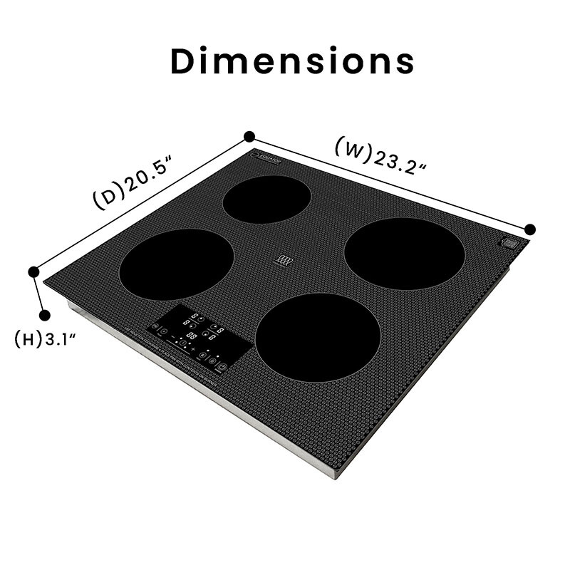 24 inch Built-In 4 Burner Induction Cooktop POWER BOOST Keep Warm 240V 7400W BIC244CCED, product image 2 of 19