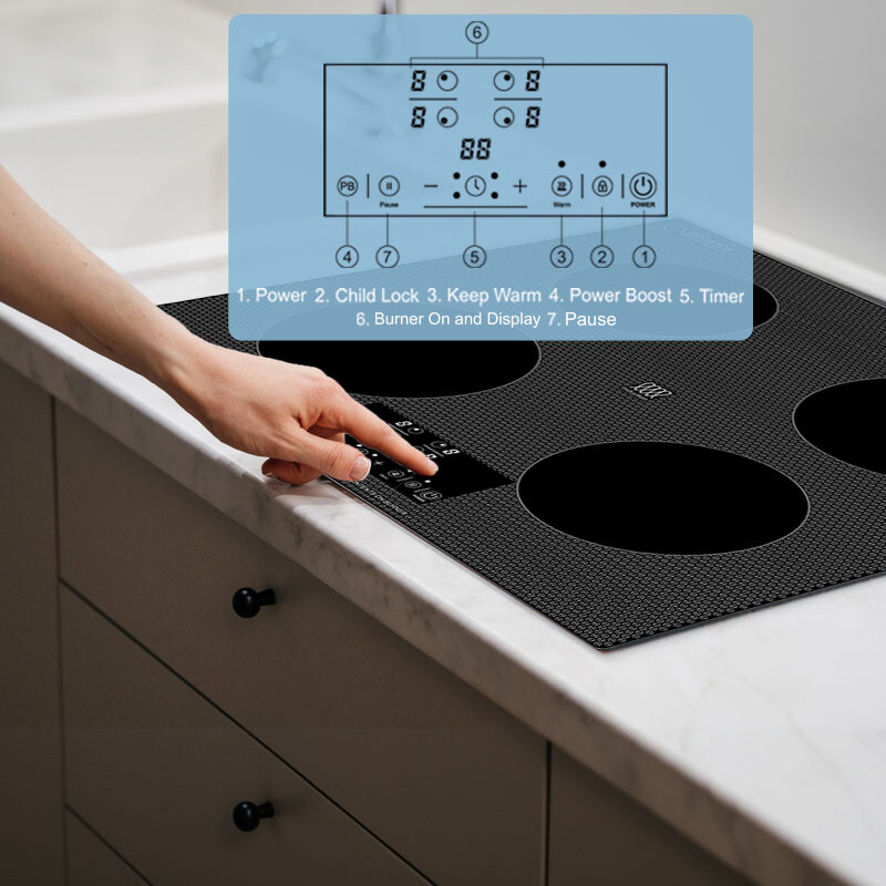 24 inch Built-In 4 Burner Induction Cooktop POWER BOOST Keep Warm 240V 7400W BIC244CCED, product image 10 of 19
