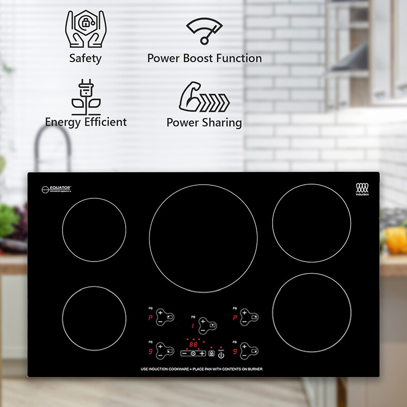 36 inch Built-in 5 Burner Induction Cooktop 9 Level POWER BOOST 220V BIC365, product image 7 of 9