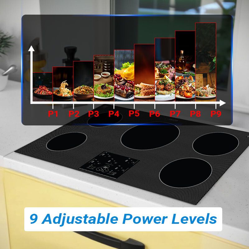 36 inch Built-In 5 Burner Induction Cooktop POWER BOOST Keep Warm 240V/9600W BIC365CCED, product image 3 of 21
