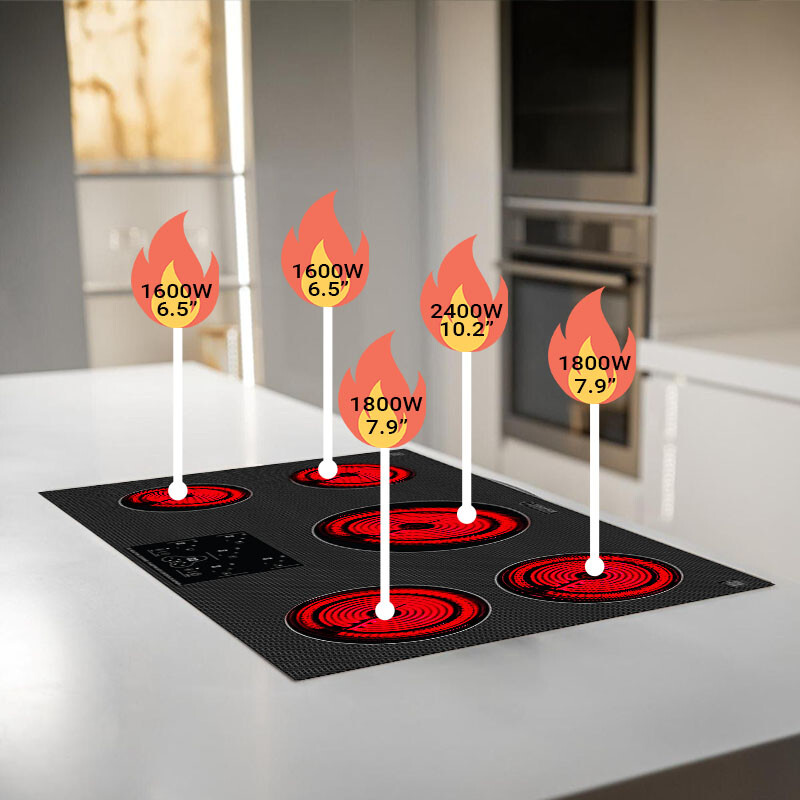 36 inch Built-In 5 Burner Induction Cooktop POWER BOOST Keep Warm 240V/9600W BIC365CCED, product image 12 of 21