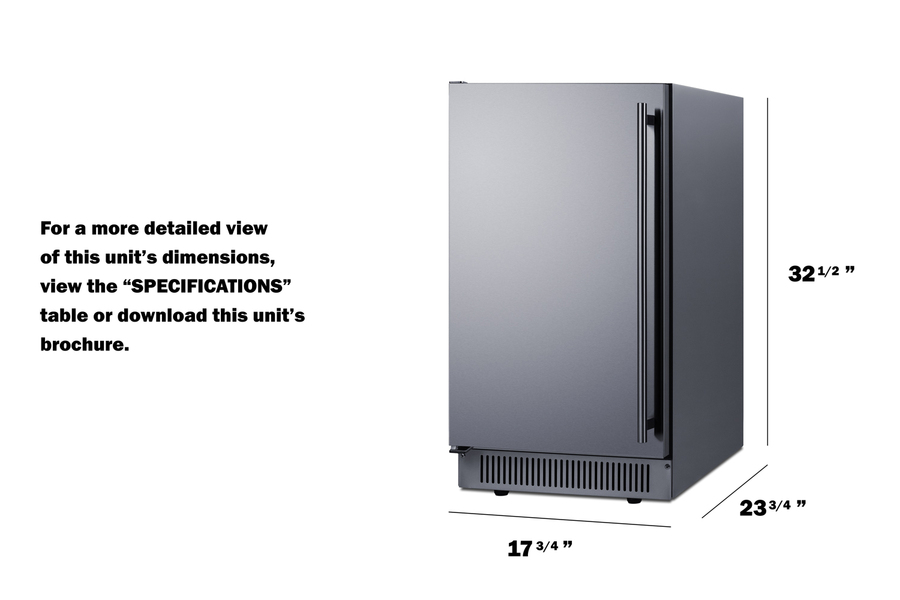 18" Wide Clear Icemaker, ADA Compliant BIM182ADALHD
