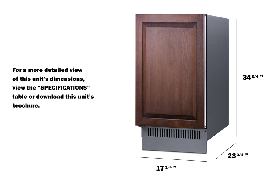 18" Wide Clear Icemaker (Panel Not Included) BIM182IFLHD