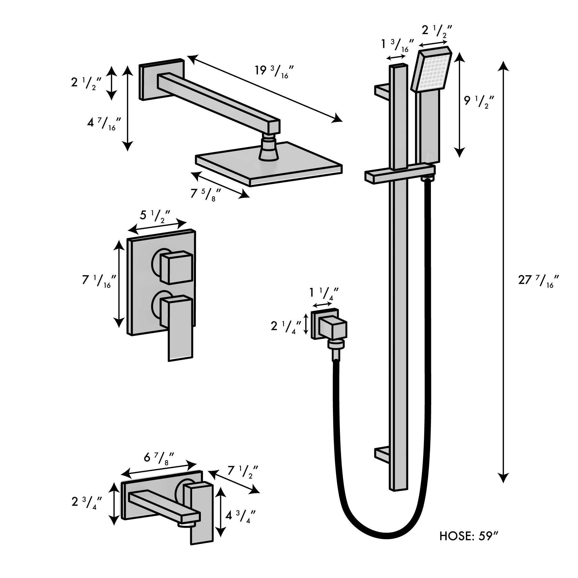 Bliss Rainfall Shower System BLSSHSBN