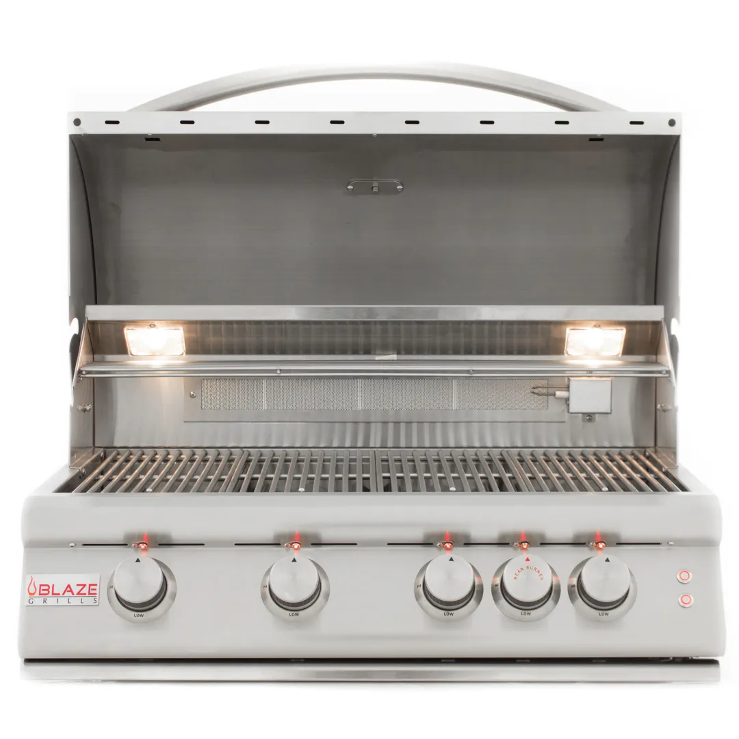 32-Inch 4-Burner LTE Gas Grill with Rear Burner and Built-in Lighting System BLZ4LTE2LP