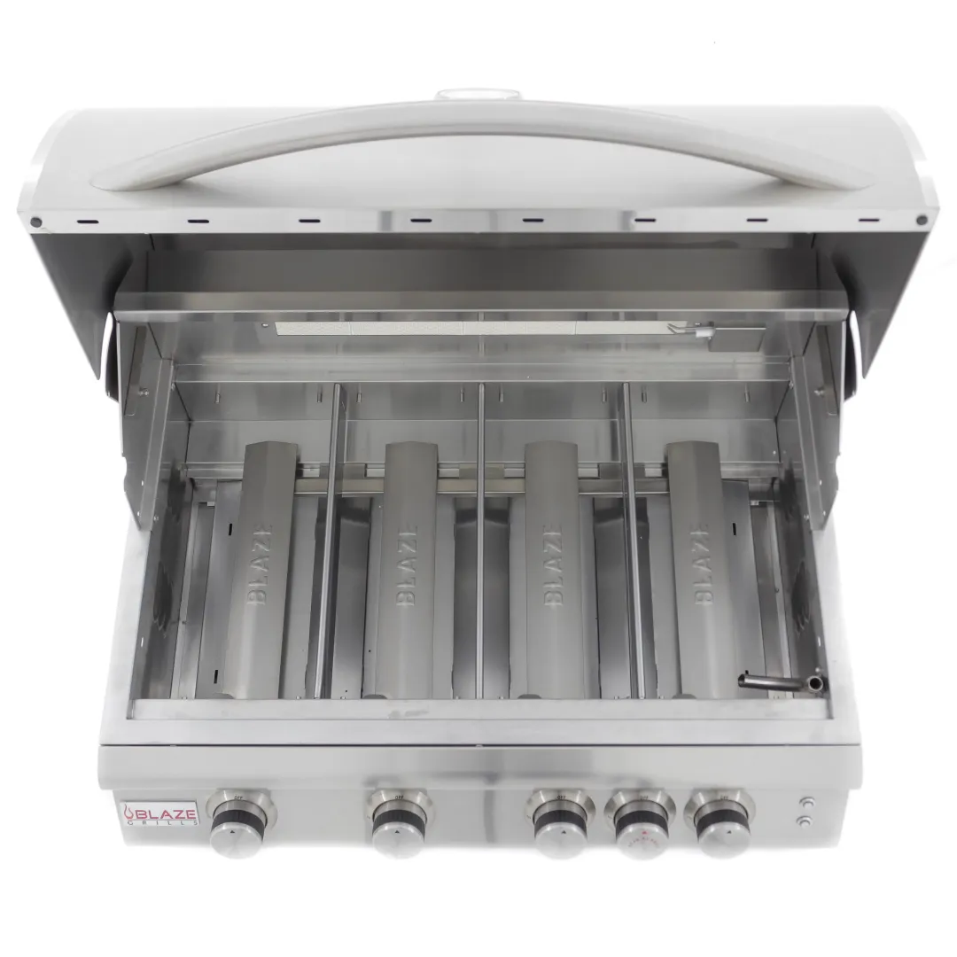 32-Inch 4-Burner LTE Gas Grill with Rear Burner and Built-in Lighting System BLZ4LTE2LP
