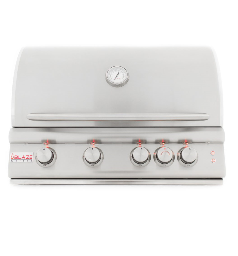 32-Inch 4-Burner LTE Gas Grill with Rear Burner and Built-in Lighting System BLZ4LTE2NG