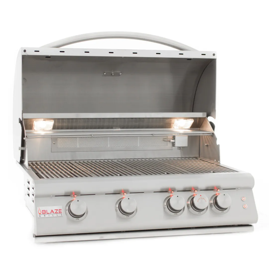 32-Inch 4-Burner LTE Gas Grill with Rear Burner and Built-in Lighting System BLZ4LTE2NG