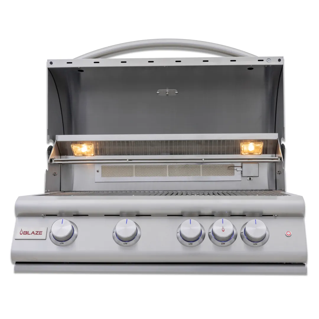 32-Inch 4-Burner Premium LTE+ Gas Grill with Rear Burner and Built-in Lighting System BLZ4LTE3LP