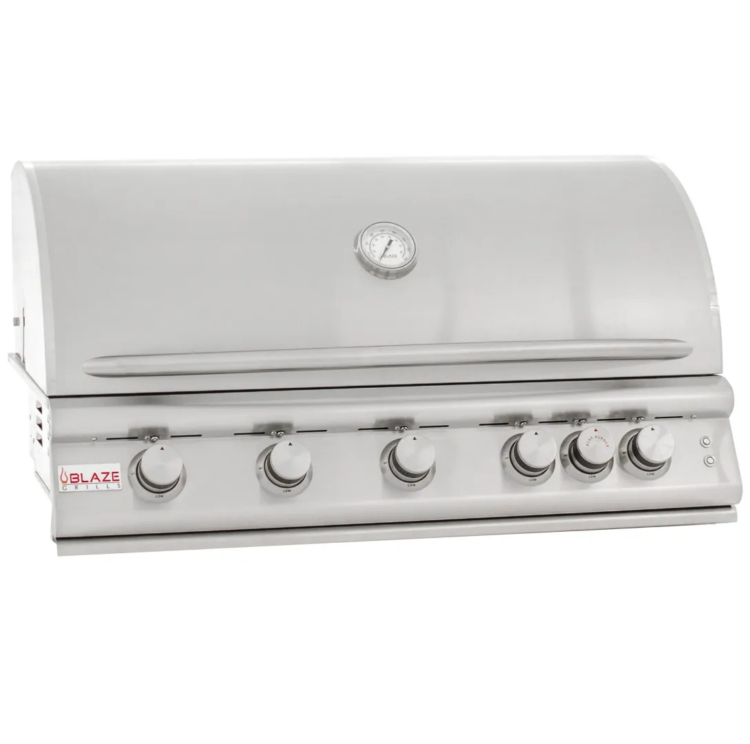 40-Inch 5-Burner LTE Gas Grill with Rear Burner and Built-in Lighting System BLZ5LTE2NG