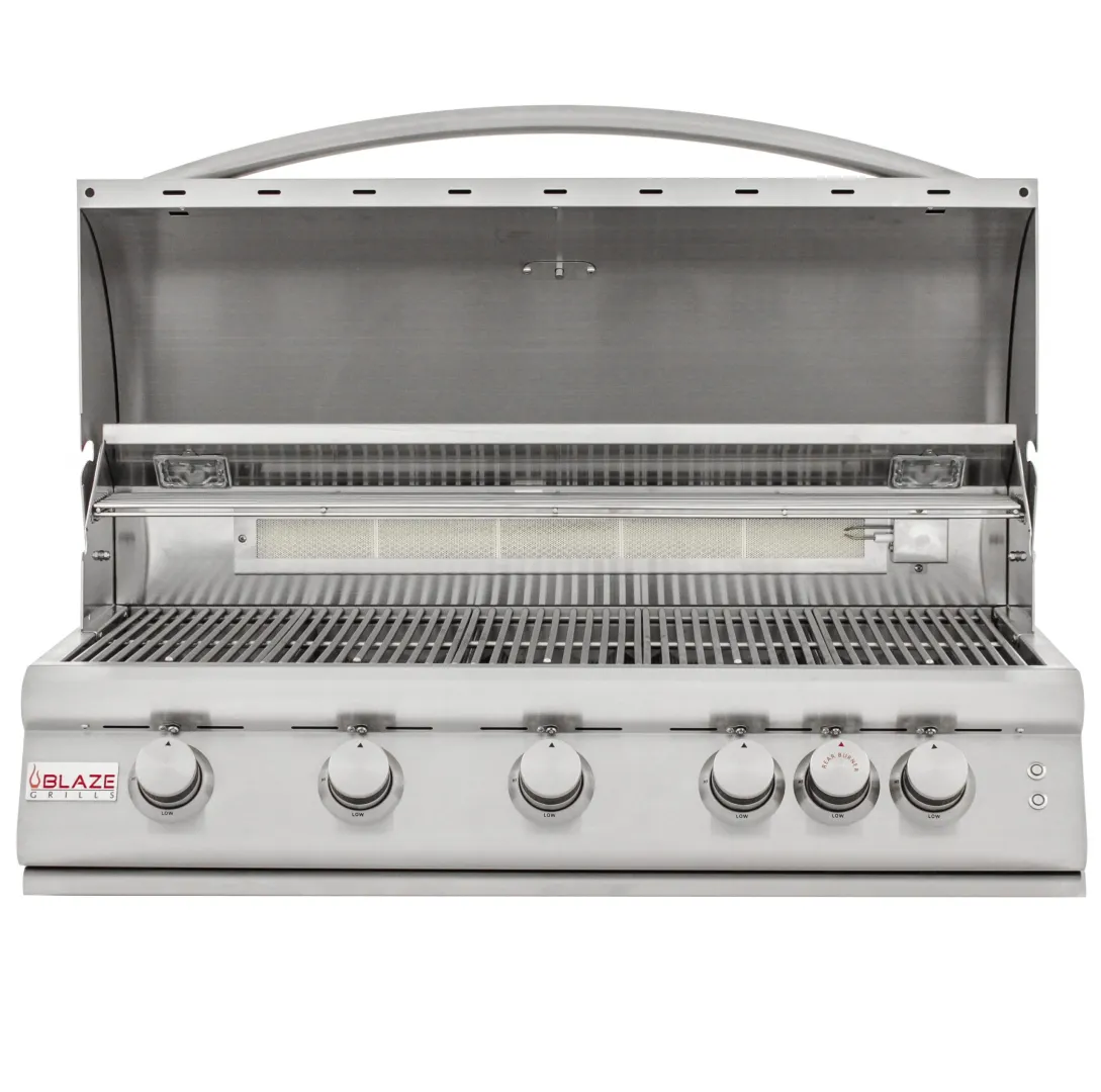 40-Inch 5-Burner LTE Gas Grill with Rear Burner and Built-in Lighting System BLZ5LTE2NG