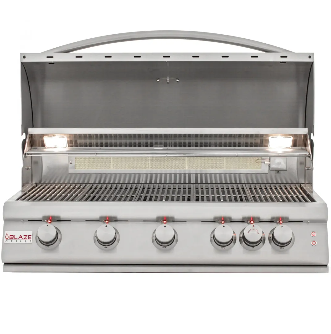 40-Inch 5-Burner LTE Gas Grill with Rear Burner and Built-in Lighting System BLZ5LTE2NG