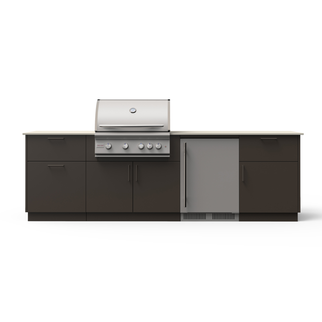 Morning Glow 10-Ft Outdoor Kitchen Island w/ 32-Inch Premium LTE+ BMNGL32BRZAERISLP
